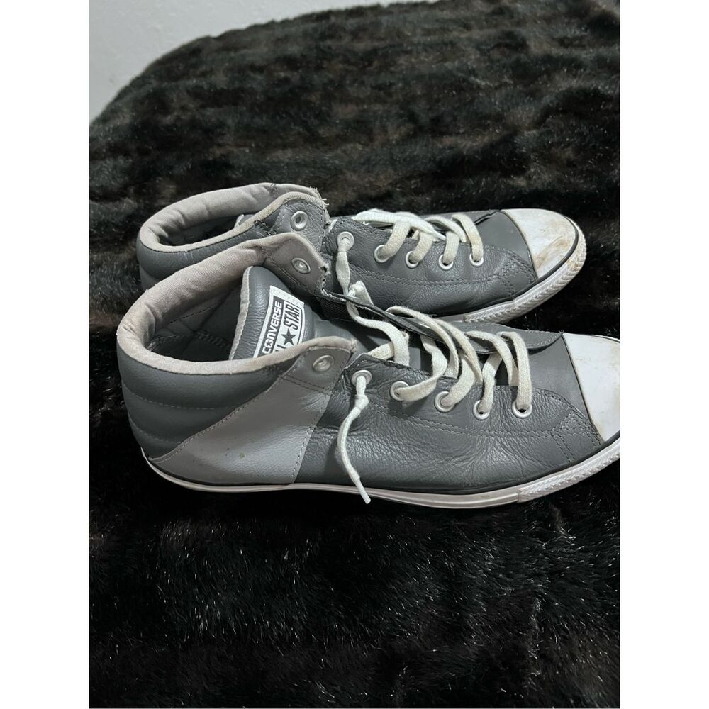 Converse All Star Chuck Taylor Street Mid Mens‎ Shoes Leather Gray White Size 12